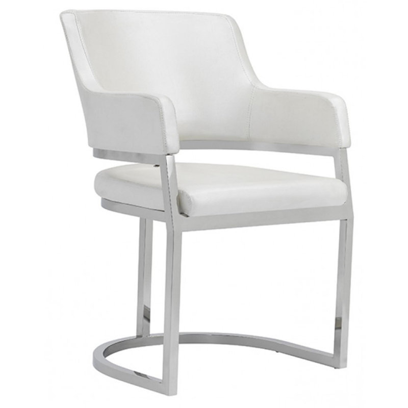 Orren Ellis Torbay Upholstered Metal Arm Chair in White Wayfair